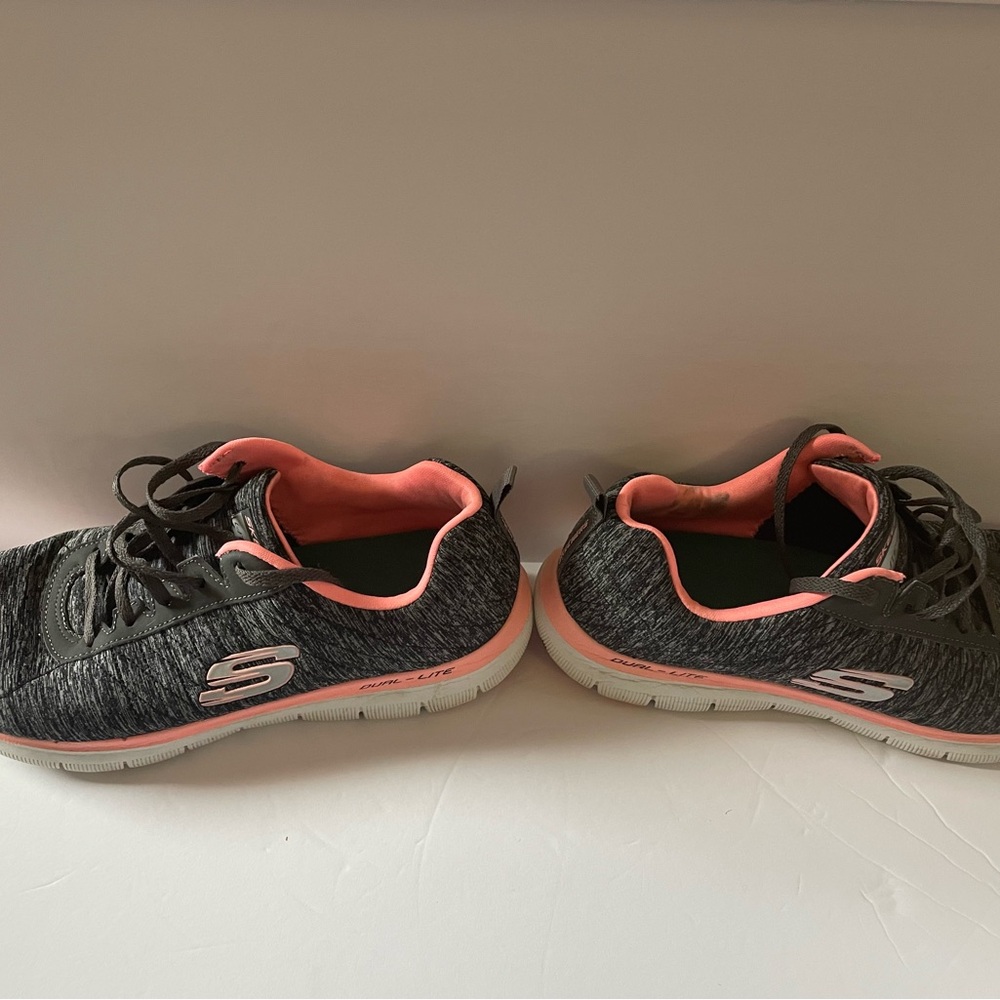 Skechers Charcoal and Coral Sneakers